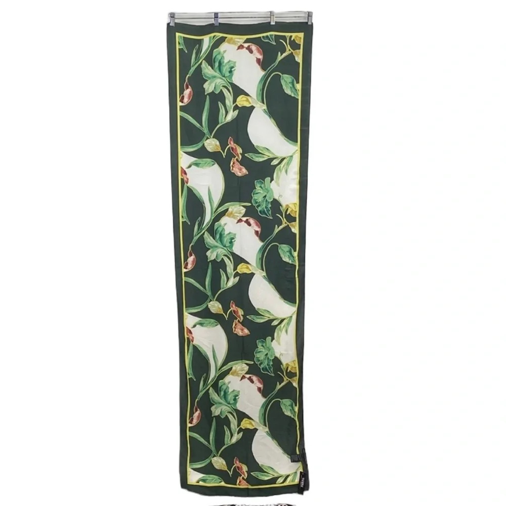 White House Black Market Autumn Leaves‎ Oblong Scarf 20 X 73 Green Wrap Floral